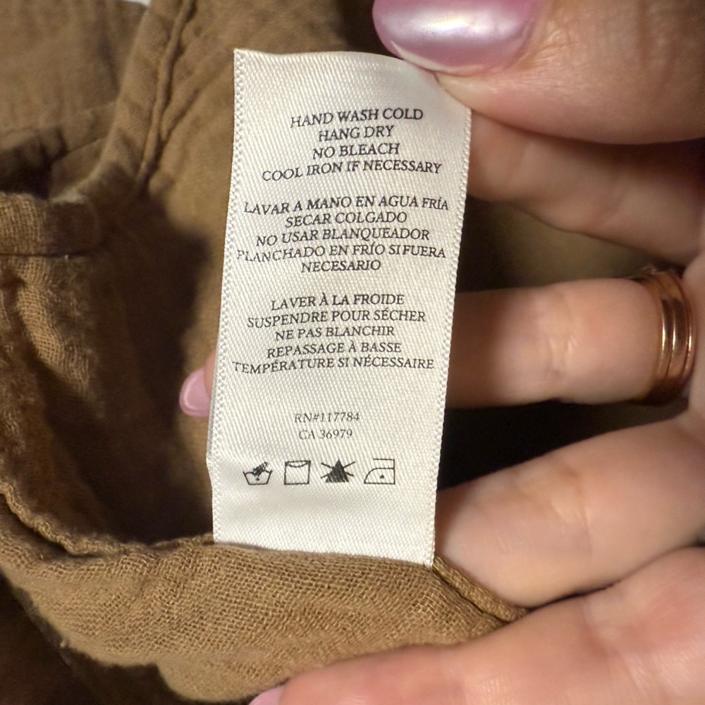 Rails Oversized Button Up Ellis Gauze Shirt in Toasted Coconut Tan Brown Small - Picture 11 of 11